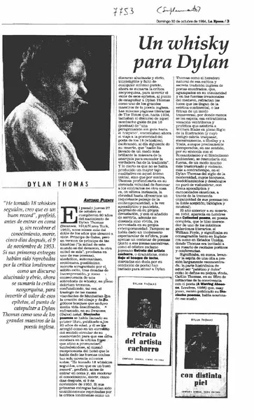 Un whisky para Dylan  [artículo] Antonio Puente.