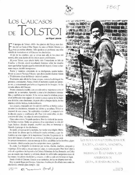 Los cáucasos de Tolstoi  [artículo] Miguel Laborde.