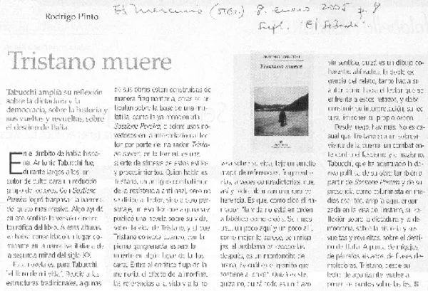 Tristano muere  [artículo] Rodrigo Pinto.