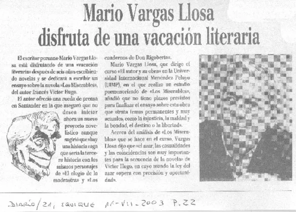 Mario Vargas Llosa disfruta de una vación literaria  [artículo]