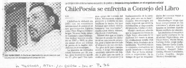 Chilepoesía se enfrentó a Consejo del libro  [artículo] A. G. B.
