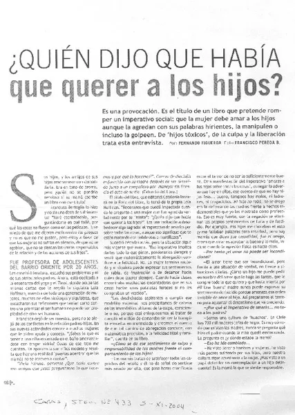 ¿Quién dijo que había que querer a los hijos? (entrevistas) [artículo] Fernando Figueroa