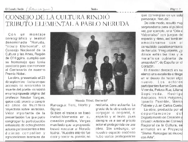 Consejo de la Cultura rindió tributo elemental a Pablo Neruda  [artículo]