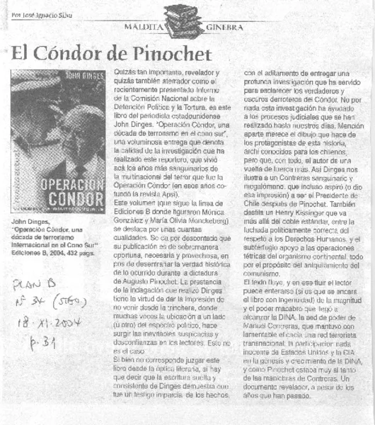 El Cóndorde Pinochet  [artículo] José Ignacio Silva
