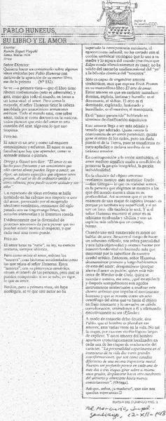 Pablo Hunneus, su libro y el amor  [artículo] Ramón Seguel Vorpahl.