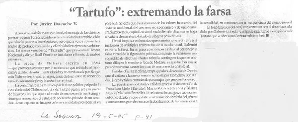 "Tartufo", extremando la farsa  [artículo] Javier Ibacache V.