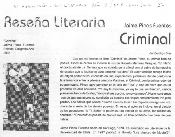 Criminal  [artículo] Domingo Díaz