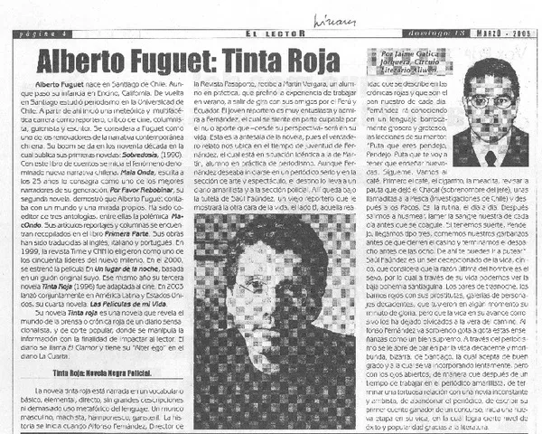 Alberto Fuguet: Tinta rojas  [artículo] Jaime Gatica Jorquera.