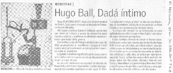 Hugo Ball, Dadá íntimo  [artículo]