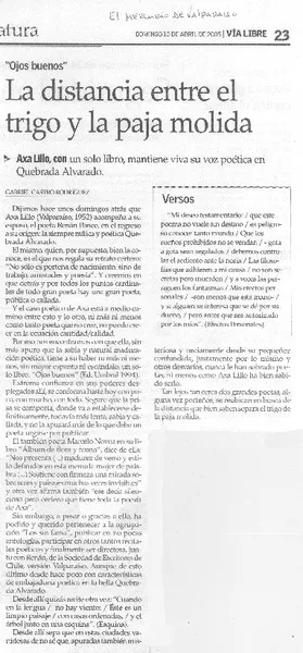 La distancia entr el trigo y la paja molida  [artículo] Gabriel Castro Rodríguez.