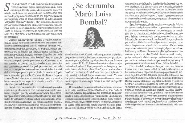 ¿Se derrumba María Luiss Bombal?  [artículo] Sara Vial.