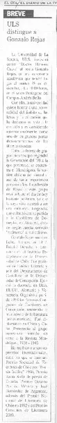 ULS sitingue a Gonzalo Rojas  [artículo]