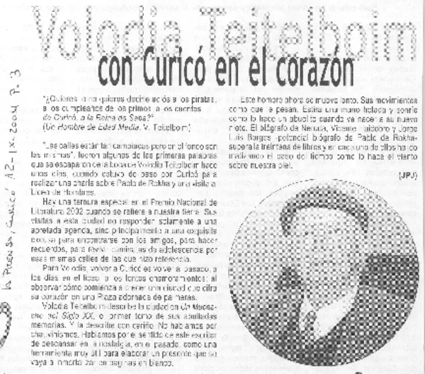 Volodia Teitelboim con Curicó en el corazón  [artículo] JPJ