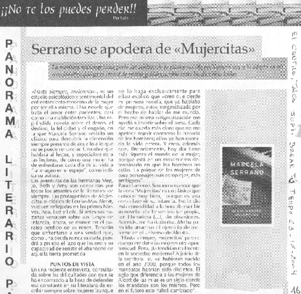 Serrano se apodera de "Mujercitas"  [artículo] Safo.