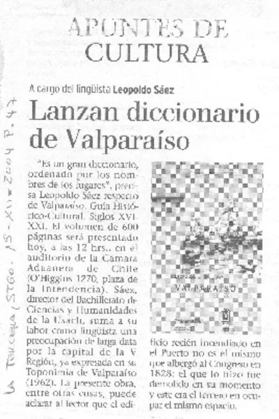 Lanzan diccionario de Valparaíso  [artículo]