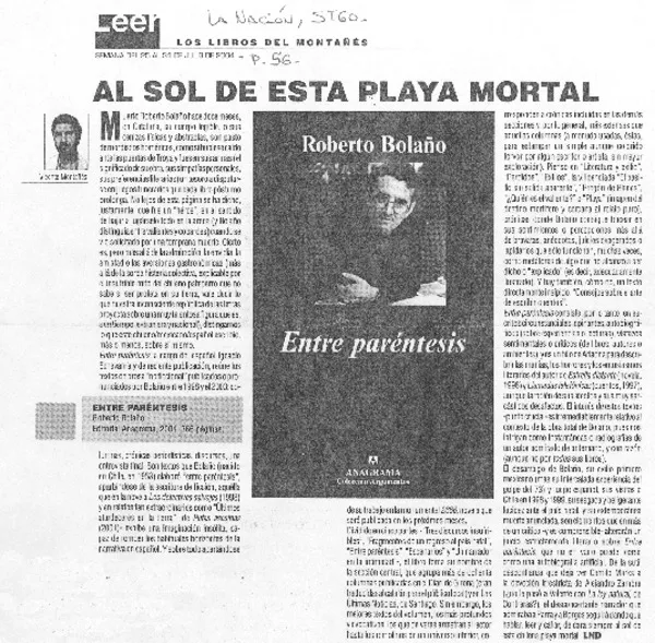 Al sol de esta playa mortal  [artículo] Vicente Montañés.
