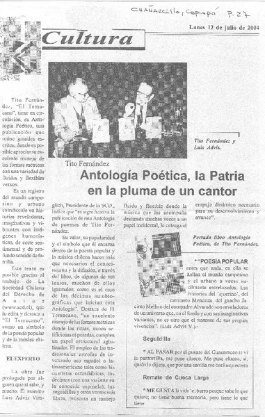 Antología poética, la patria en la pluma de un cantor  [artículo]