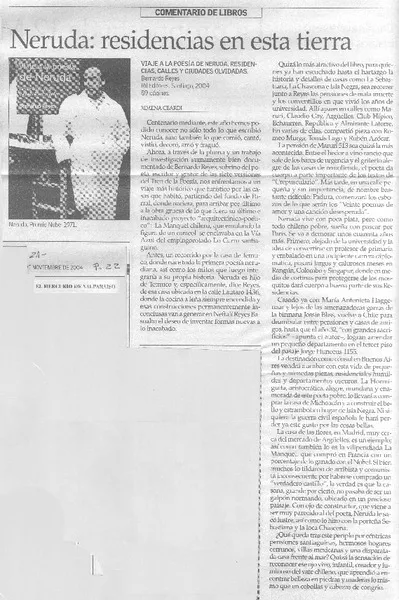 Neruda, residencias en esta tierra  [artículo] Ximena Ceardi