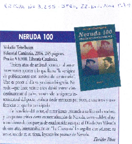 Neruda 100  [artículo] Floridor Pérez.
