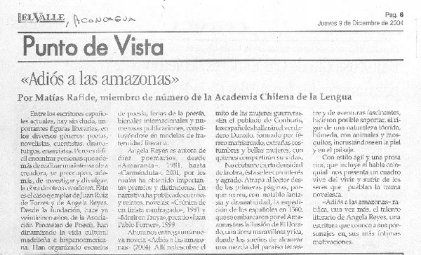 "Adiós a las amazonas"  [artículo] Matías Rafide