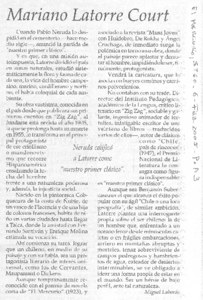 Mariano Latorre Court  [artículo] Miguel Laborde.