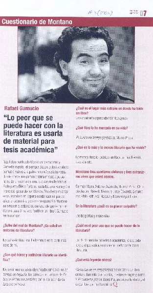 Cuestionario de Montano [entrevista] [artículo]
