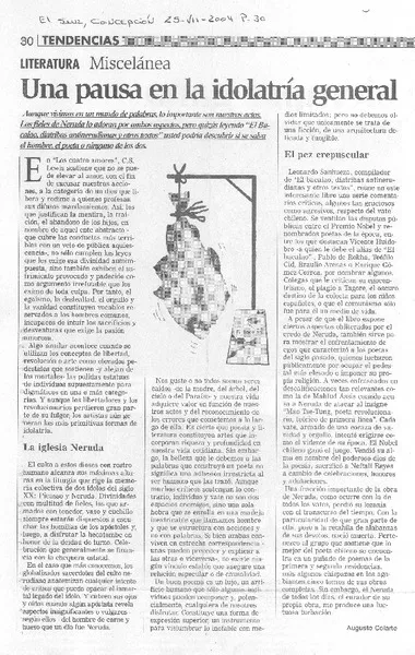 Una pausa en la idolatría general  [artículo] Augusto Colarte