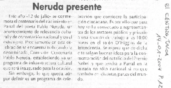 Neruda presente  [artículo]