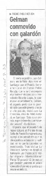 Gelman conmovido con galardón  [artículo]