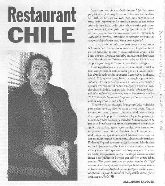 Restaurant Chile  [artículo] Alejandro Lavquen