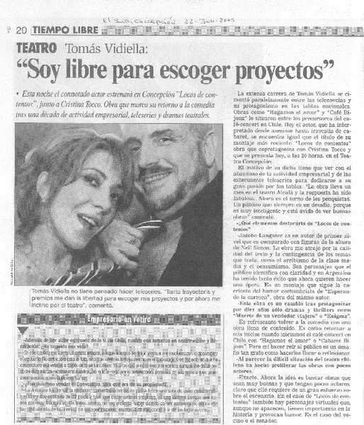 "Soy libre para escoger proyectos"  [artículo]