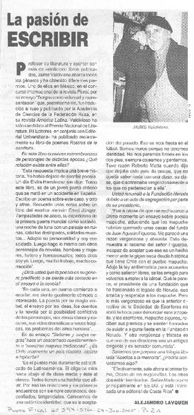 La pasión de escribir [entrevista] [artículo] Alejandro Lavquen