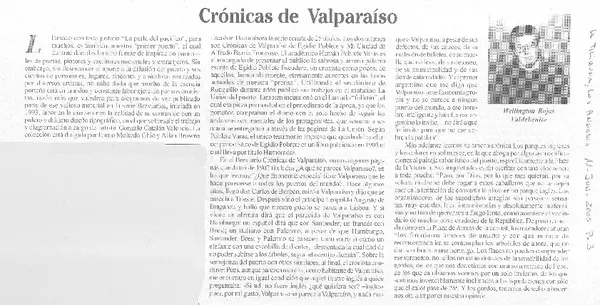 Crónicas de Valparaíso  [artículo] Wellington Rojas Valdebenito