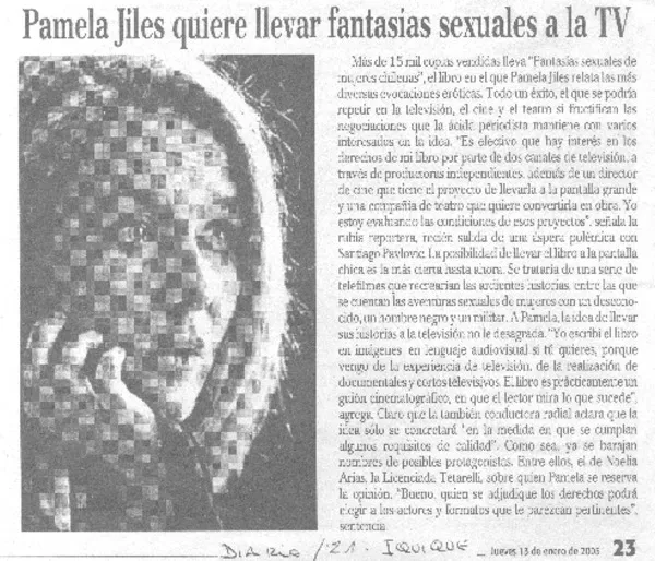 Pamela Jiles quiere llevar fantasías sexuales a la TV  [artículo].
