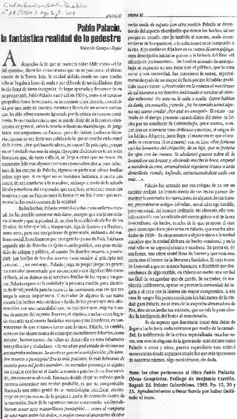 Pablo Palacio, la fantástica realidad de lo pedestre  [artículo] Marcela Campos Rojas