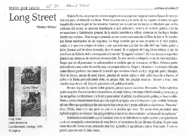 Long street  [artículo] Rodrigo Hidalgo