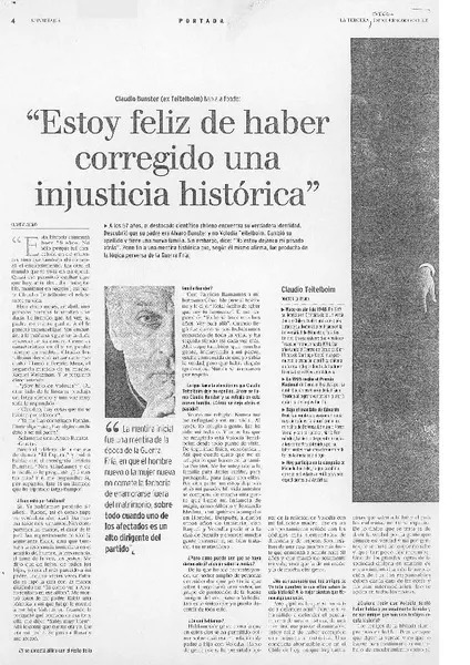 "Estoy feliz de haber corregido una injusticia histórica" [entrevista] [artículo] Claudia Alamo