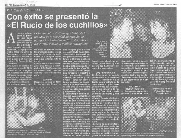Con éxito se presentó la "El rucio de los cuchillos".  [artículo] Gisella Abarca