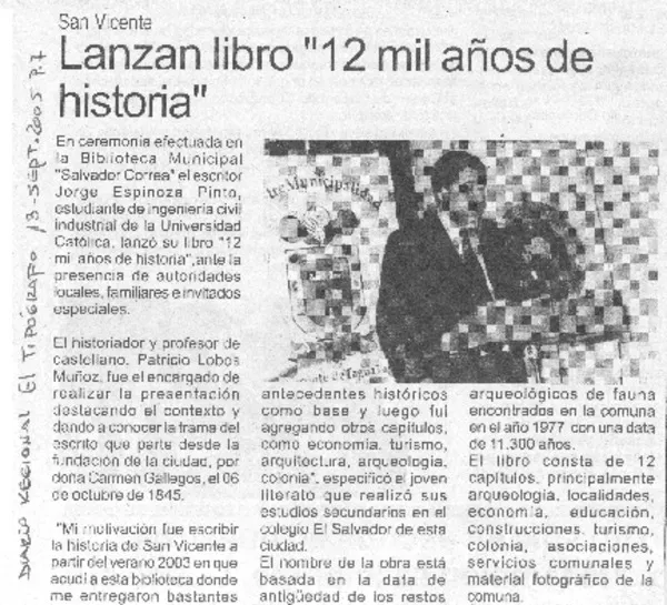 Lanzan libro "12 mil años de historia".  [artículo]