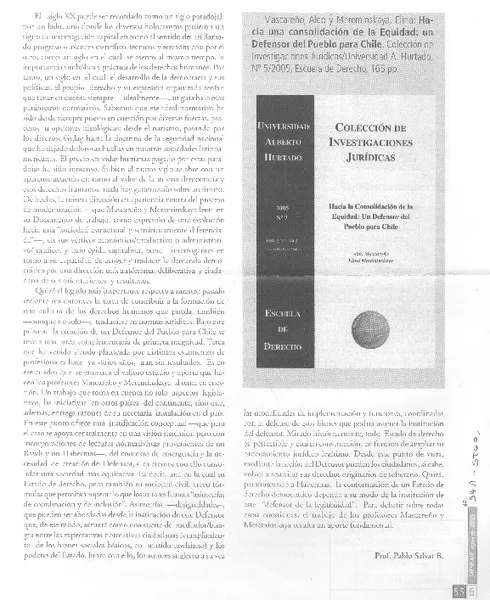 Colección de Investigaciones Jurídicas.  [artículo] Pablo Salvat B.