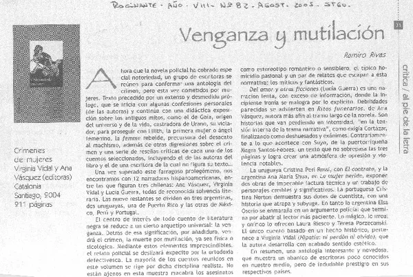 Venganza y mutilación.  [artículo] Ramiro Rivas.