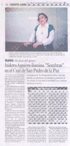 Isidora Aguirre ilumina "Sombras" en el Ceat de San Pedro de la Paz.  [artículo]