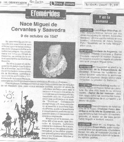 Nace Miguel de Cervantes y Saavedra.  [artículo]
