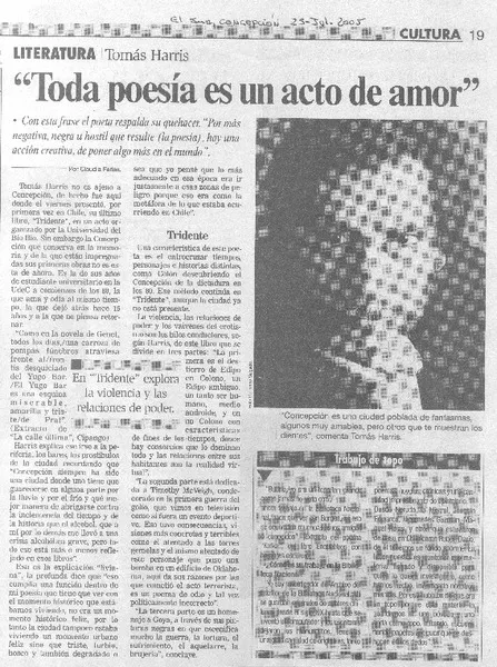"Toda poesía es un acto de amor".  [artículo] Claudia Farías