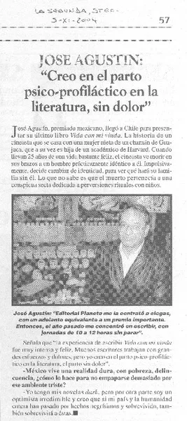 "Creo en el parto psico-profiláctico en la literatura, sin dolor"  [artículo]
