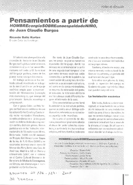 Pensamientos a partir de Hombreconpiesobreunaespaldadeniño.  [artículo] Ricardo Kuren Balic