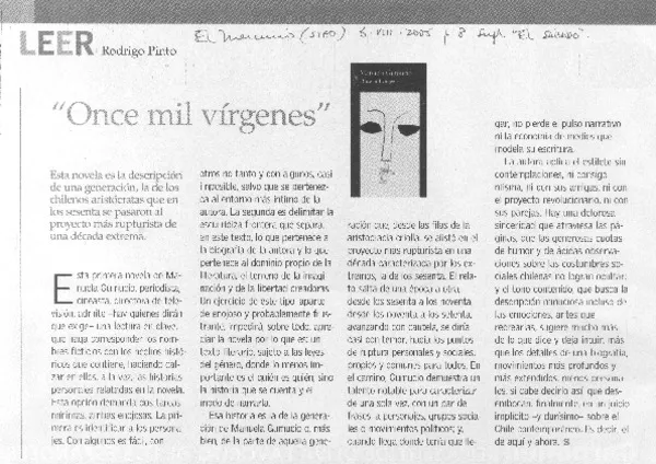 "Once mil vírgenes".  [artículo] Rodrigo Pinto