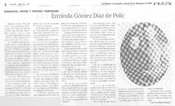Erminda Gómez Díaz de Polic  [artículo] Luis Avendaño Aldunate