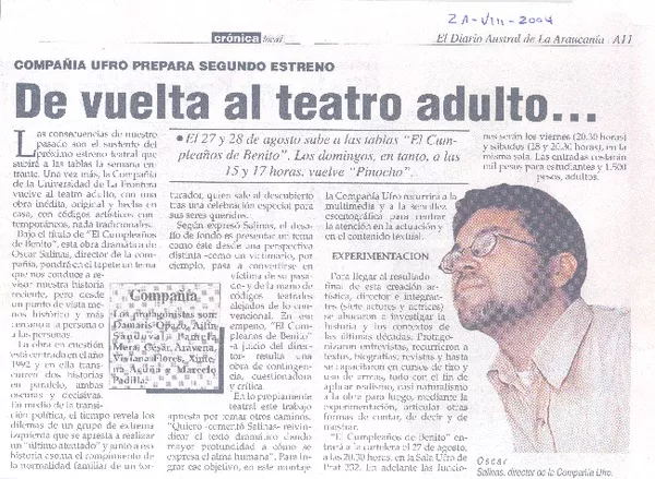 De vuelta al teatro adulto.  [artículo]