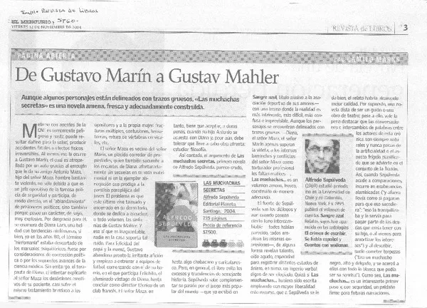 De Gustavo Marín a Gustav Mahler  [artículo] Camilo Marks
